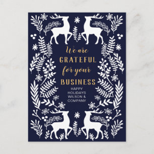Blue Scandinavian Nordic Winter Reindeer Business Helg Vykort