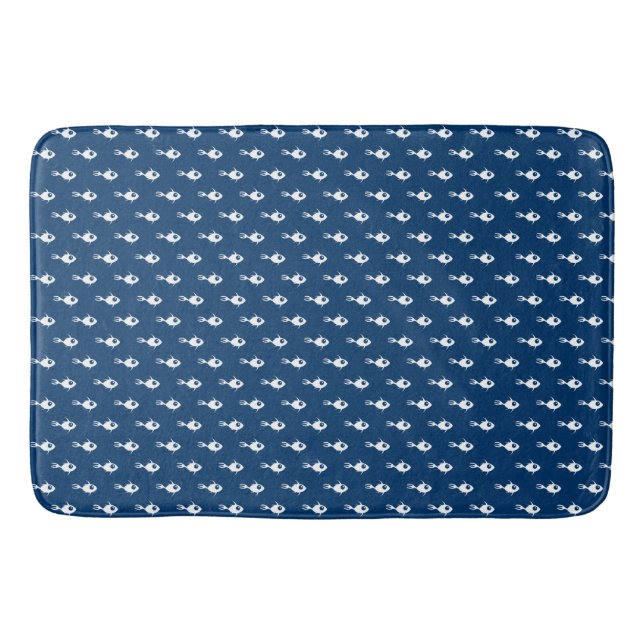 Blue School of Fish Mönster Bath Mat Badrumsmatta (Framsidan)