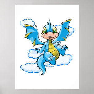 Blue Scorchio med huvudet i molnen Poster