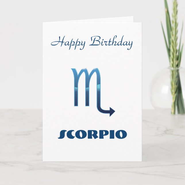 Blue Scorpio Zodiac Sign Birthday Card Kort (Framsida)