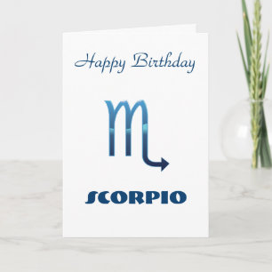 Blue Scorpio Zodiac Sign Birthday Card Kort