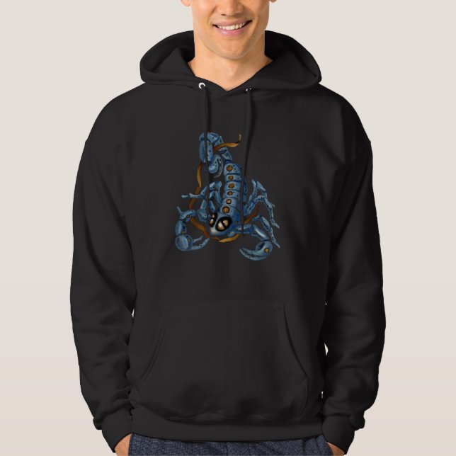 Blue scorpion  predatory animal curved tail hoodie (Framsida)