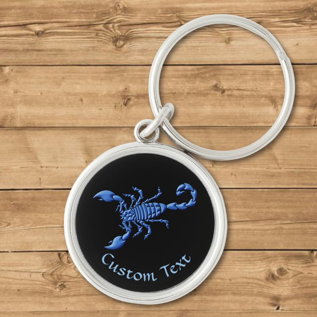 Blue Scorpion Rund Silverfärgad Nyckelring (Skapare uppladdad)