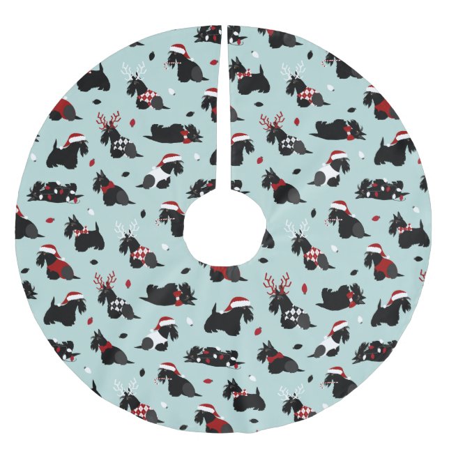 Blue - Scottish Terrier Blue Julgransmatta Borstad Polyester (Framsidan)