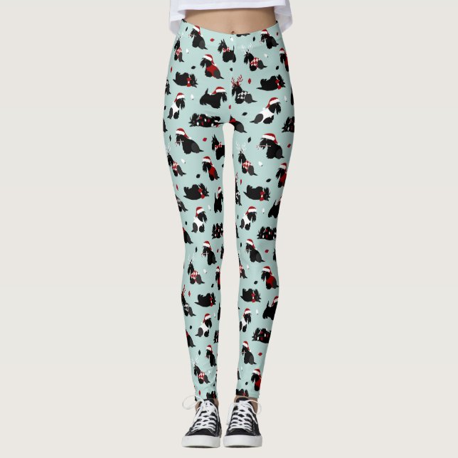 Blue - Scottish Terrier Blue Leggings (Framsida)