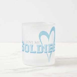 Blue Scribged Heart - I Kärlek Min soldat Frostad Glasmugg