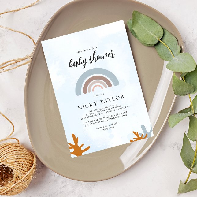 Blue Sea Boho Rainbow Baby Shower Inbjudningar (Skapare uppladdad)