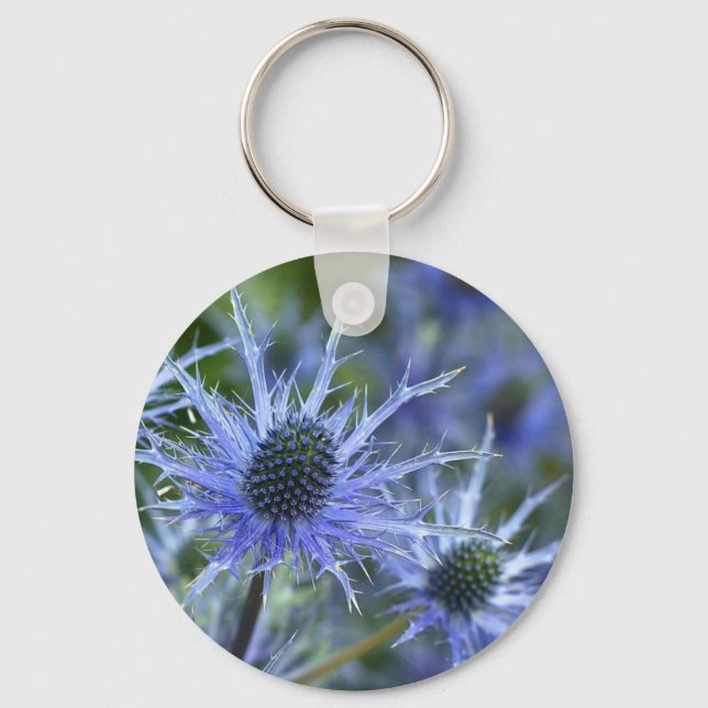 Blue Sea Holly Thistle Nyckelring (Framsida)