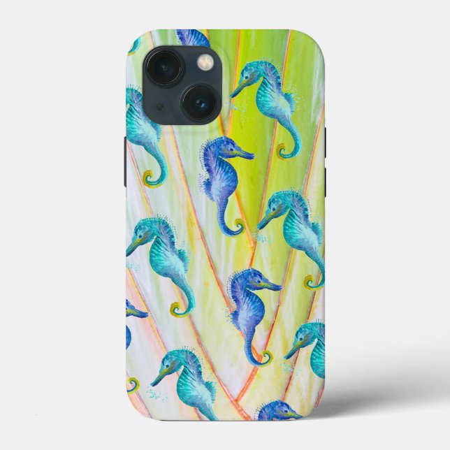 Blue Seahorse Apple iPhone 13 mini Fodral (Baksida)