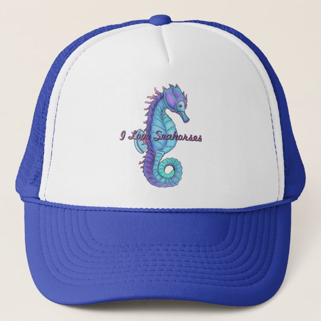 Blue Seahorse Hat Truckerkeps (Framsida)