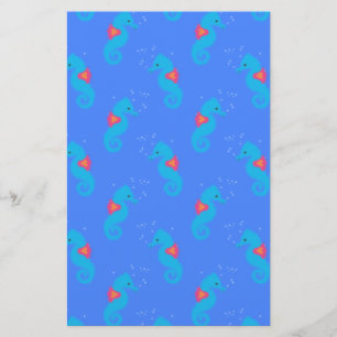 Blue Seahorse Mönster Brevpapper