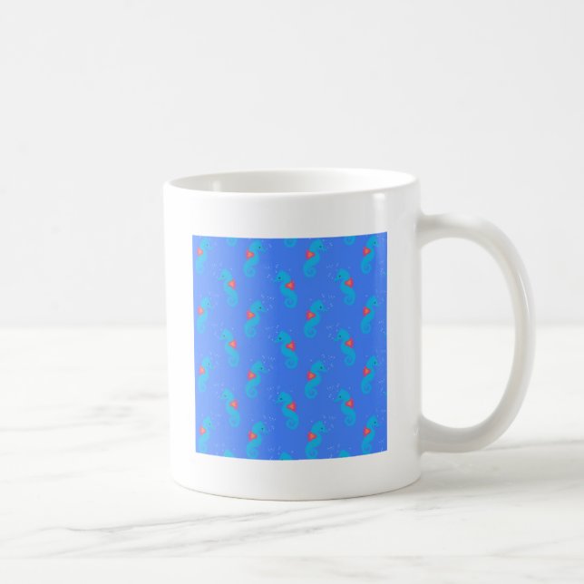 Blue Seahorse Mönster Kaffemugg (Höger)