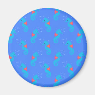 Blue Seahorse Mönster Magnet