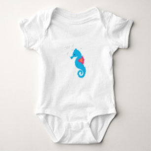 Blue Seahorse Tecknad T-shirt