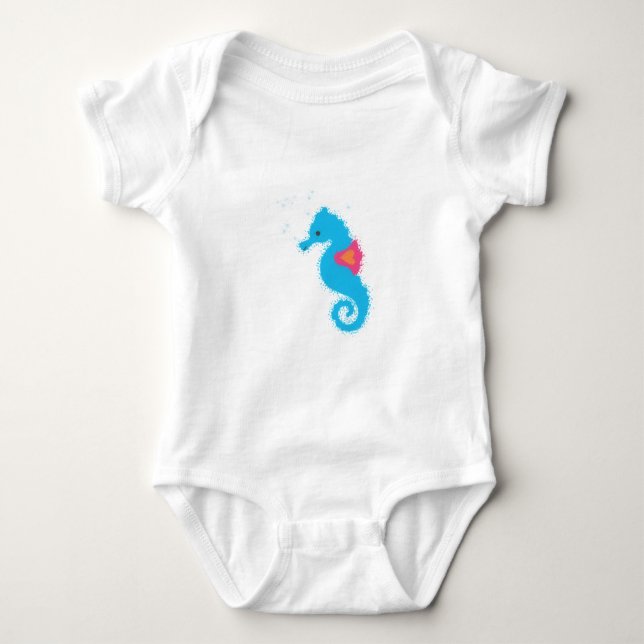 Blue Seahorse Tecknad T-shirt (Framsida)