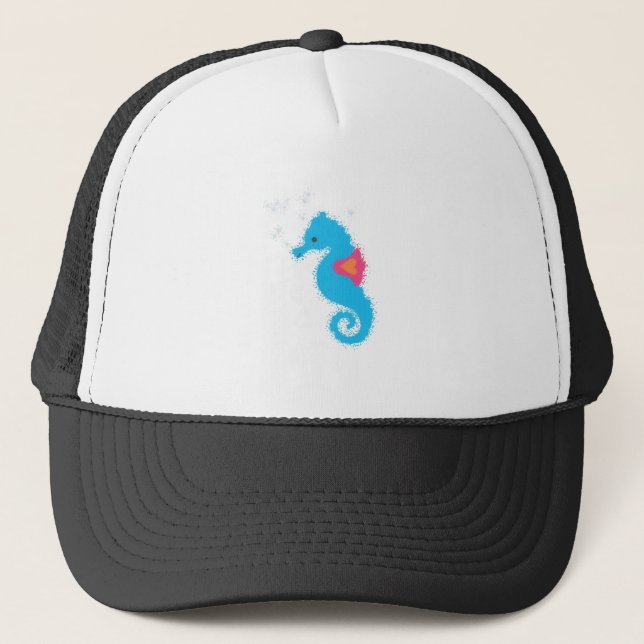 Blue Seahorse Tecknad Truckerkeps (Framsida)
