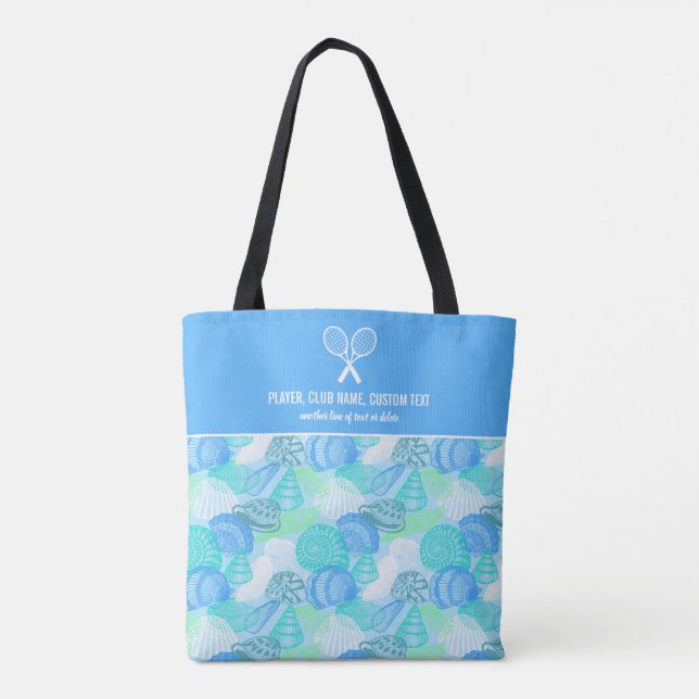 Blue Seashell Beach Print Anpassningsbar Tennis Ra Tygkasse (Baksida)