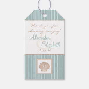 Blue Seashell Beach Wedding Guest Favor Presentetikett