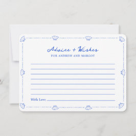 Blue Seashell Coastal Bröllop Advice och Önskemål Anteckningskort