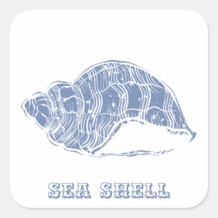 Blue Seashell Fyrkantigt Klistermärke