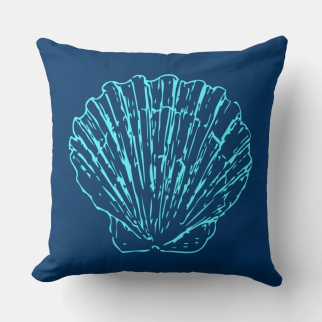 Blue Seashell Kudde (Framsida)