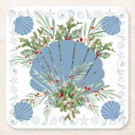 Blue Seashell Kustjul Underlägg Papper Kvadrat