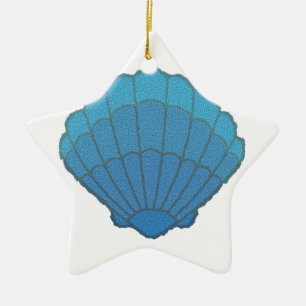 Blue Seashell Mosaic Julgransprydnad Keramik