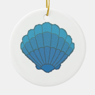 Blue Seashell Mosaic Julgransprydnad Keramik
