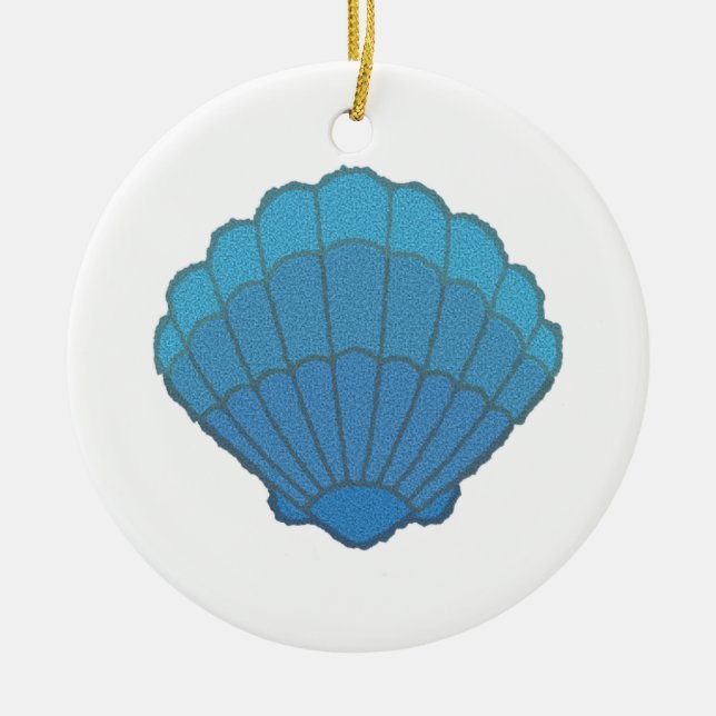 Blue Seashell Mosaic Julgransprydnad Keramik (Framsidan)