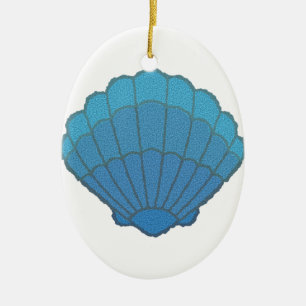 Blue Seashell Mosaic Julgransprydnad Keramik