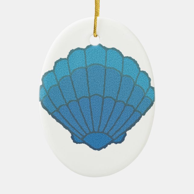 Blue Seashell Mosaic Julgransprydnad Keramik (Framsidan)
