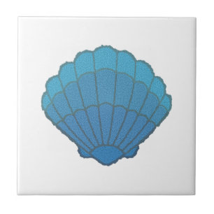 Blue Seashell Mosaic Kakelplatta