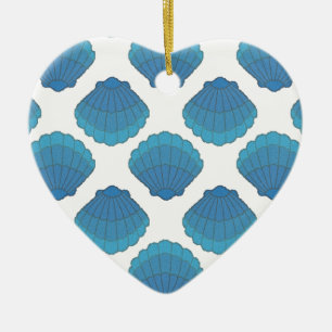 Blue Seashell Mosaic Mönster Julgransprydnad Keramik