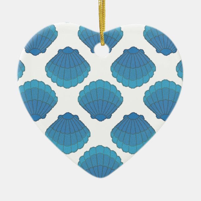 Blue Seashell Mosaic Mönster Julgransprydnad Keramik (Framsidan)