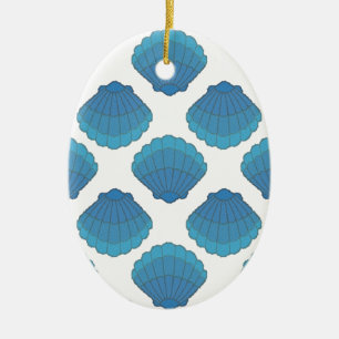 Blue Seashell Mosaic Mönster Julgransprydnad Keramik