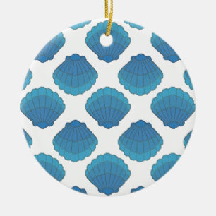 Blue Seashell Mosaic Mönster Julgransprydnad Keramik
