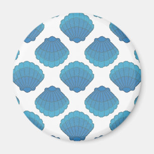 Blue Seashell Mosaic Mönster Magnet