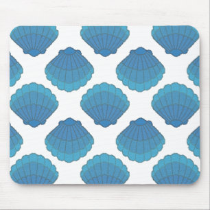 Blue Seashell Mosaic Mönster Musmatta