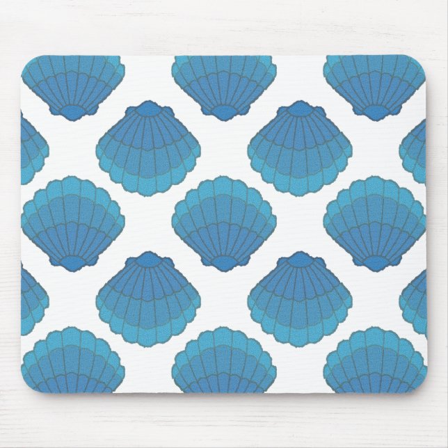 Blue Seashell Mosaic Mönster Musmatta (Framsidan)