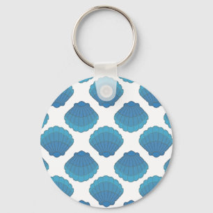 Blue Seashell Mosaic Mönster Nyckelring