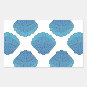 Blue Seashell Mosaic Mönster Rektangulärt Klistermärke
