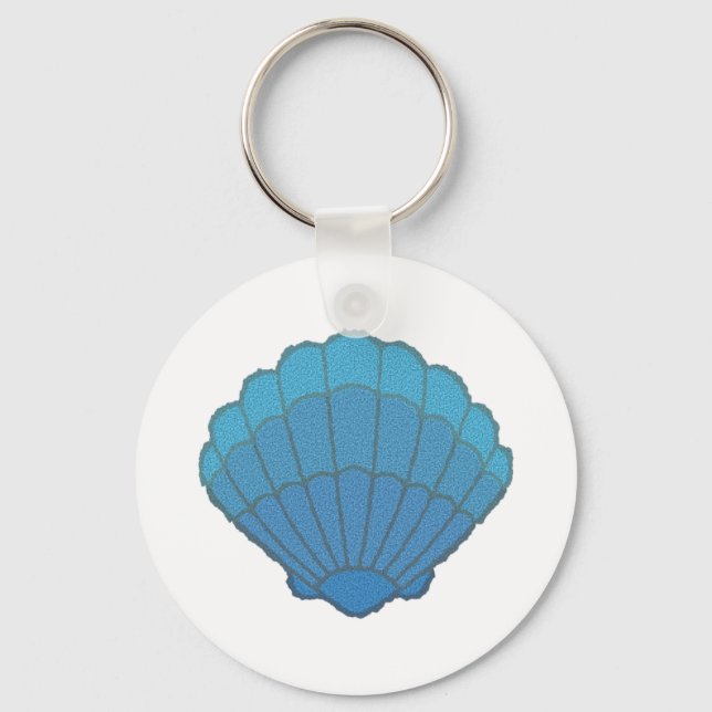 Blue Seashell Mosaic Nyckelring (Framsida)