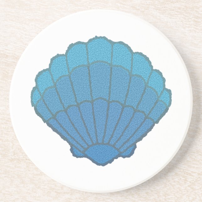 Blue Seashell Mosaic Underlägg Sandsten (Framsidan)