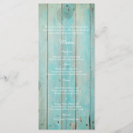 Blue Seashell på Wood Beach Wedding Menu Meny