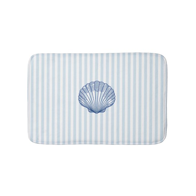 Blue Seashell Painting Nautical Blue Rand Badrumsmatta (Framsidan)