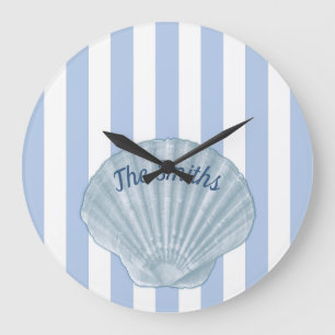 Blue Seashell & Rand Stor Klocka