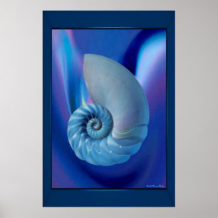 Blue Seashell-utskrift Poster