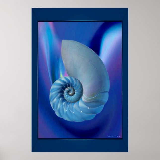Blue Seashell-utskrift Poster (Framsidan)