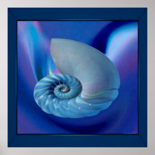 Blue Seashell-utskrift Poster