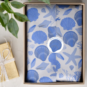 Blue Seashells CUSTOM Bridal SHower Runt Klistermärke